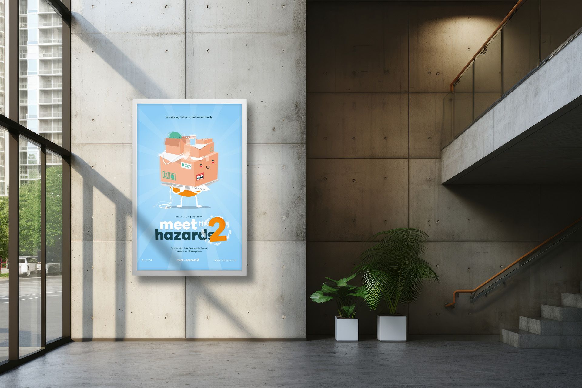 Elexon Hazards Campaign part 2 mock up poster in smart foyer