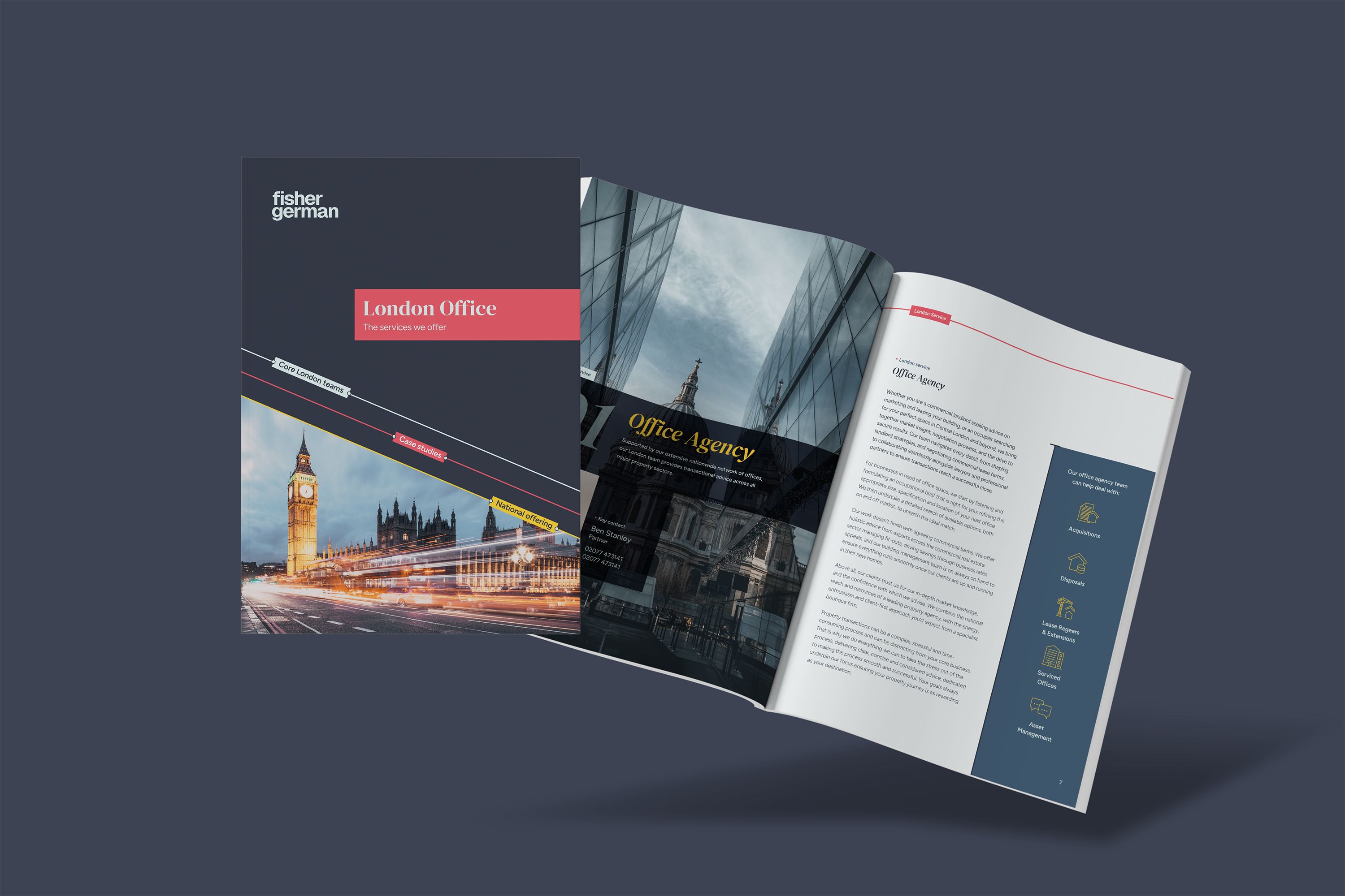 Fisher German London brochure cover and spread