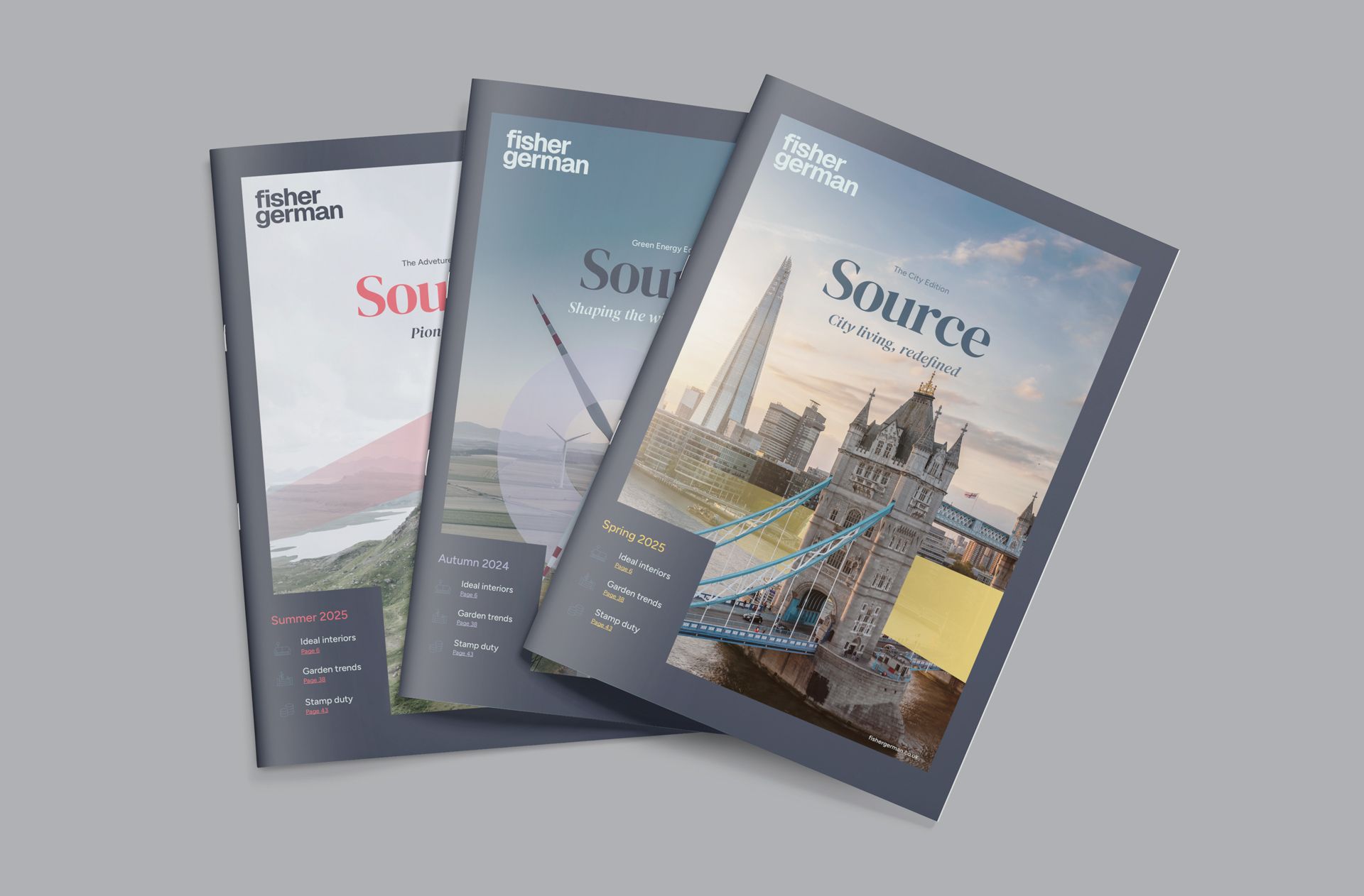 Fisher German brochure mockups